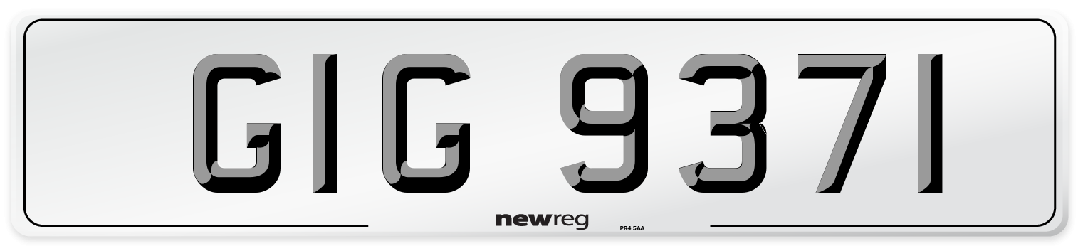 GIG 9371 Number Plate from New Reg